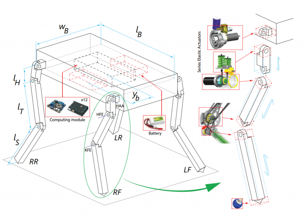 Concurrent Optimization of Mechanical Design and Locomotion Control of a Legged Robot-Image